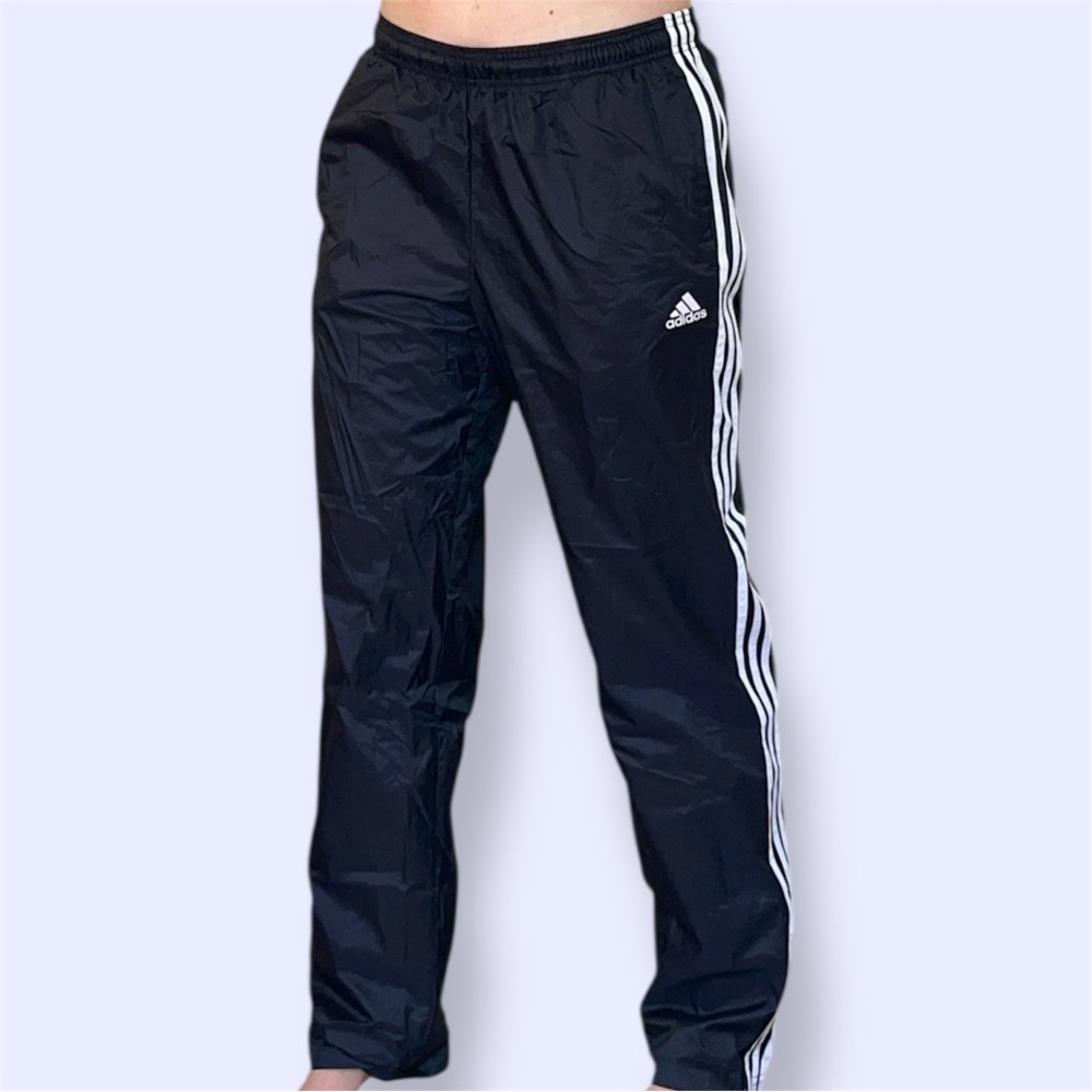 90s Y2K Adidas Black Joggers with White Accents